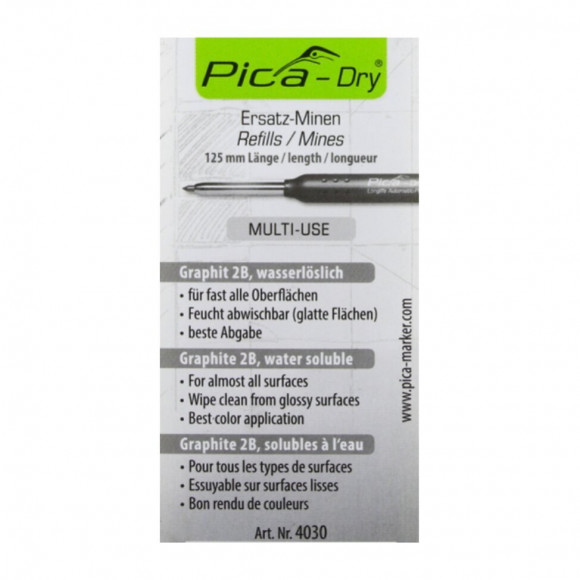 Pica Dry Mines De Rechange Colorées En Graphite - Hydrosoluble Et Multi-usage, 10 Pcs. ( 4030 )