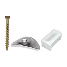 Ensemble plaquette + tirefond + cale fixation PO PVC