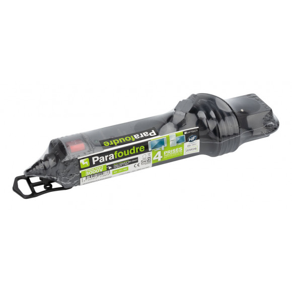 BLOC PARAFOUDRE 4 PRISES NOIR