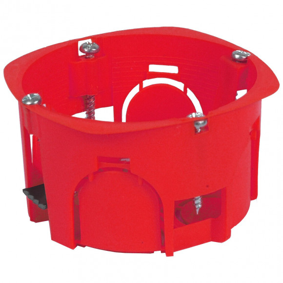 Boitier encastrement mur creux 1 poste rouge diamètre 67mm