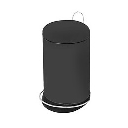 Poubelle de cuisine ronde à pédale noire en métal 20L