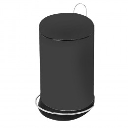 Poubelle de cuisine ronde à pédale noire en métal 20L