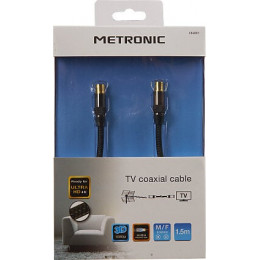 Câble TV premium coaxial 9.52mm dorées mâle-fem gaine tressée - noir