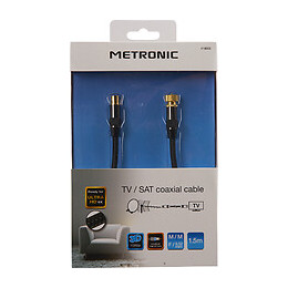 Câble TV premium coaxial F-9.52mm mâle-mâle dorées gaine tressée-noir