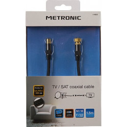 Câble TV premium coaxial F-9.52mm mâle-mâle dorées gaine tressée-noir