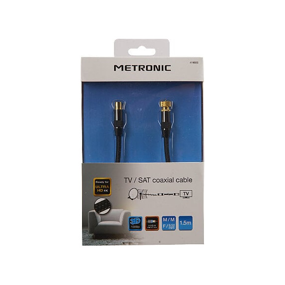 Câble TV premium coaxial F-9.52mm mâle-mâle dorées gaine tressée-noir