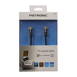 Câble TV premium coaxial 9.52mm dorées mâle-fem gaine tressée - noir