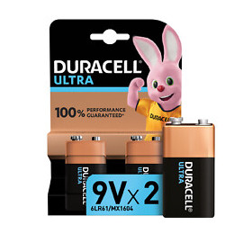 2 Piles Alcalines ULTRA type 9 Volts - 6LR61