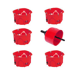 Lot 5 boîtes d'encastrement cloison sèche + scie cloche
