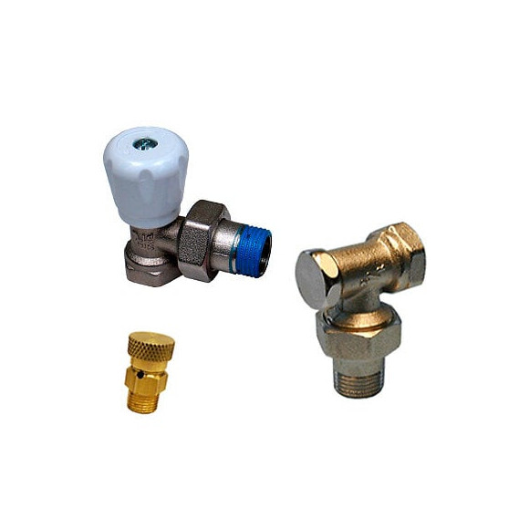 Kit radiateur avec robinet manuel équerre 15x21