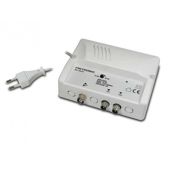 Amplificateur int. 26dB réglable UHF 2x9.52mm avec filtre 4G