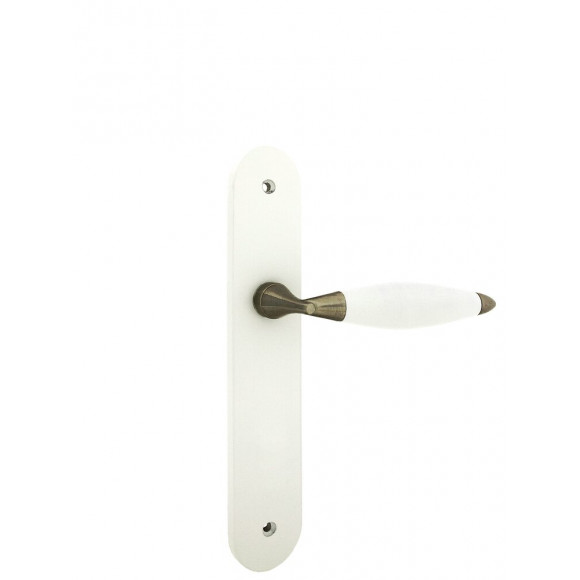 Poignée de porte Athena bois blanc bec de cane entraxe 195mm