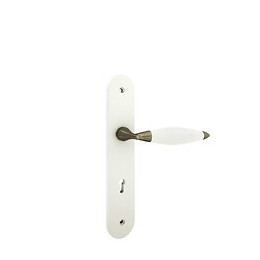 Poignée de porte Athena bois blanc trou de clé entraxe 195mm