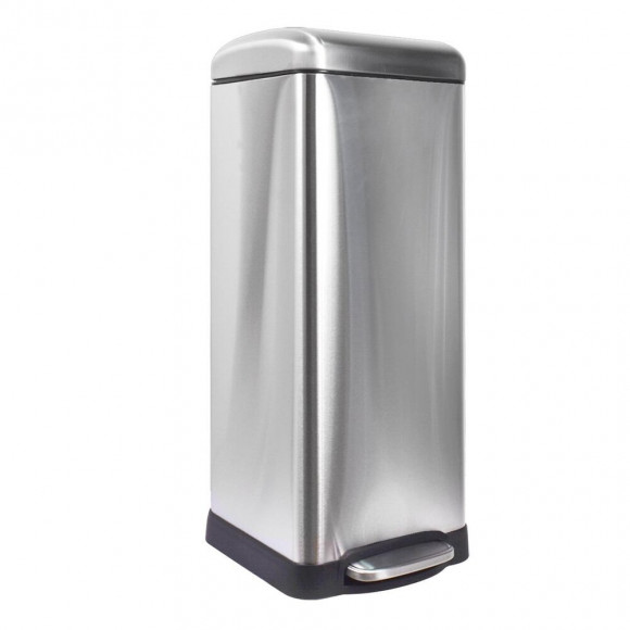 Poubelle de cuisine carrée métal brossé 30L