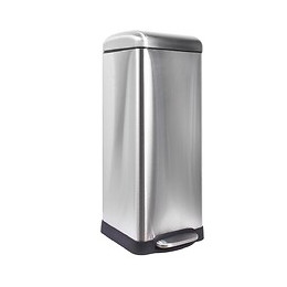 Poubelle de cuisine carrée métal brossé 30L