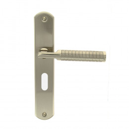 Poignée sur plaqué à trou clé Jussieu nickelé brillant entraxe 195mm