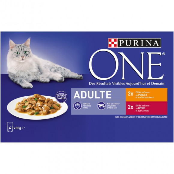Aliment chat adulte - Poulet-Boeuf - 4x85g