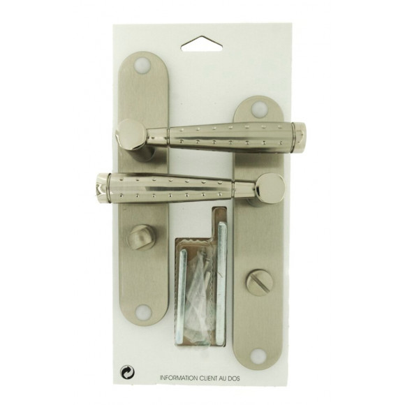 Ensemble de poignées de porte sur plaque Dylan alu nickel mat