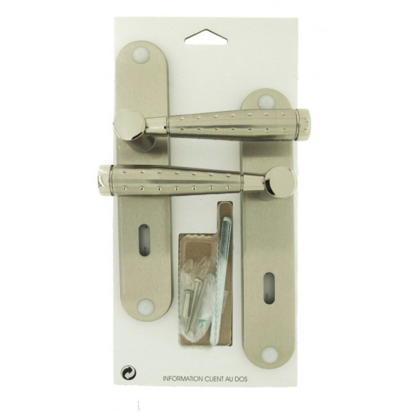 Ensemble sur plaque Dylan alu nickel mat clé entraxe 195mm