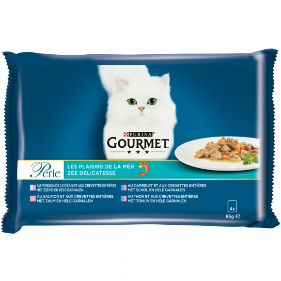 Sachet repas PERLE Les Plaisirs de la Mer Carrelet/Thon/Saumon - 4x85g
