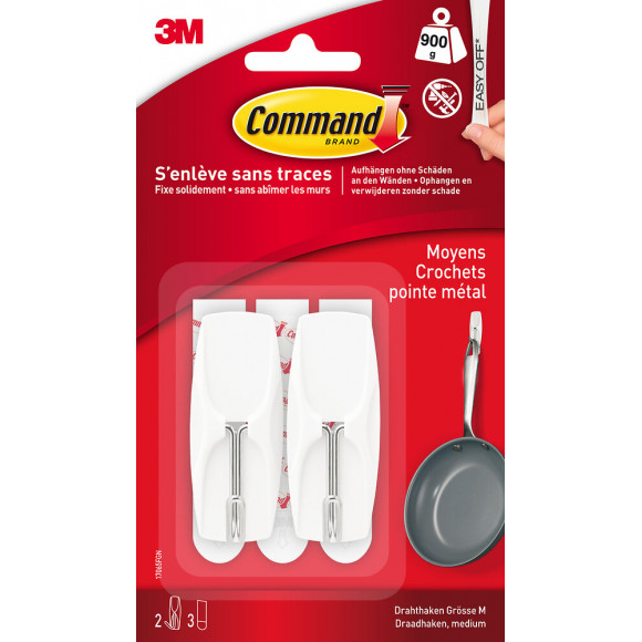 Crochet Plastique Pointe Métal Blanc Moyen Modèle