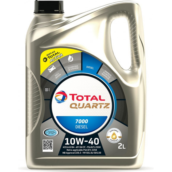 Huile Activa 7000 10W40 Diesel 2L TOTAL
