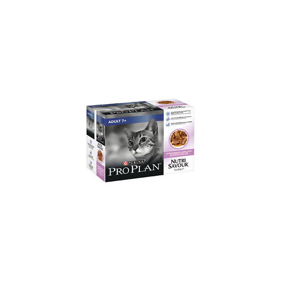 Sachet chat 7+ NutriSavour à la Dinde en Sauce - pochons 10x85g