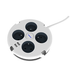 Bloc multiprises avec interrupteur et 2 ports USB 2,4A
