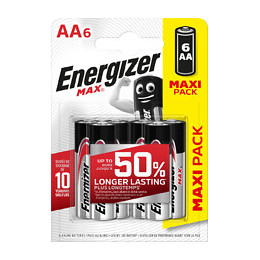 Piles Alcalines Energizer Max AA/LR6, pack de 6