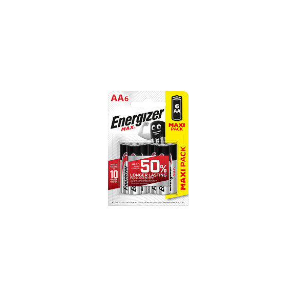 Piles Alcalines Energizer Max AA/LR6, pack de 6