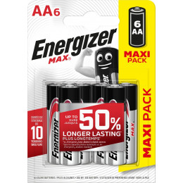 Piles Alcalines Energizer Max AA/LR6, pack de 6