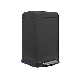Poubelle de cuisine carrée noire en métal 20L
