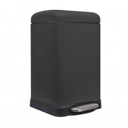 Poubelle de cuisine carrée noire en métal 20L