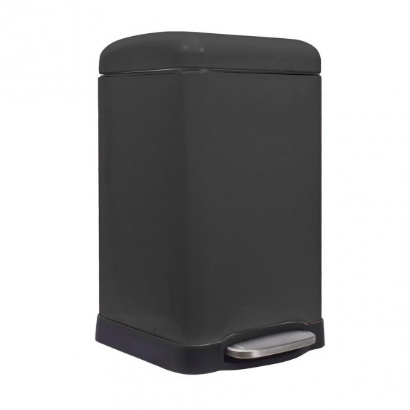 Poubelle de cuisine carrée noire en métal 20L