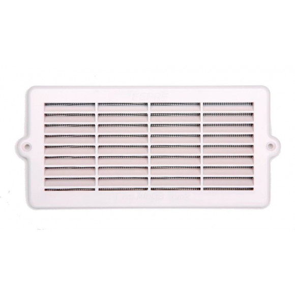 Grille d'aération ABS blanc à encastrer avec moustiquaire 7,8cm x17,9