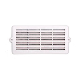 Grille d'aération ABS blanc à encastrer avec moustiquaire 7,8cm x17,9