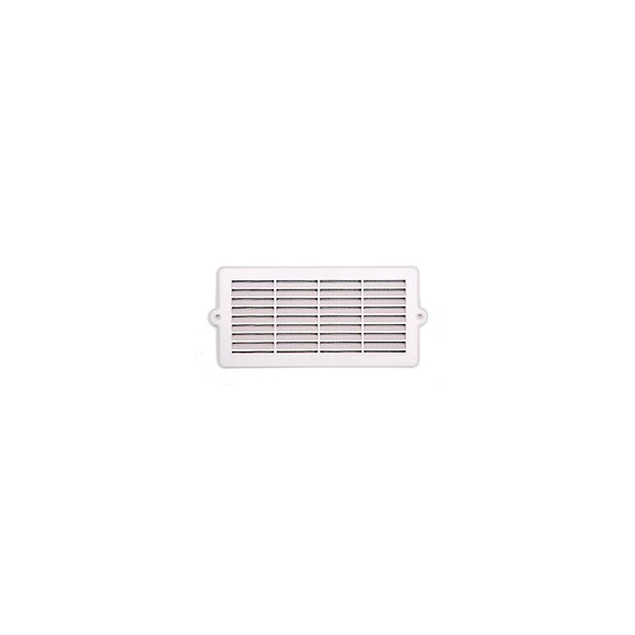 Grille d'aération ABS blanc à encastrer avec moustiquaire 7,8cm x17,9