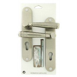 Garniture sur plaque Dylan aluminium nickel mat cylindre entraxe 195mm