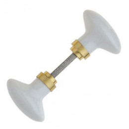 Bouton double oval porcelaine blanc