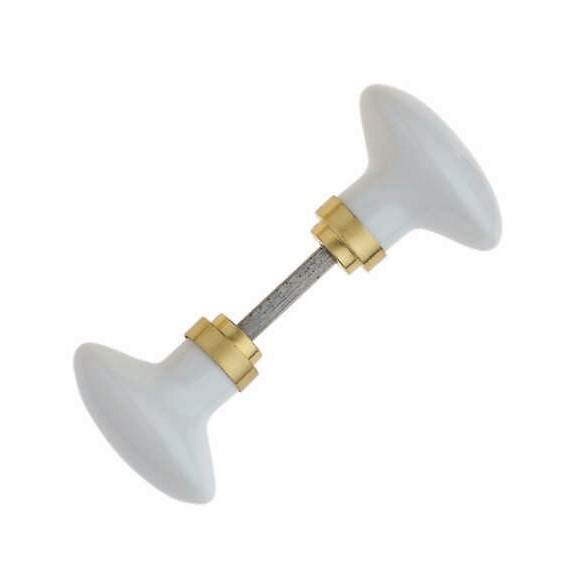 Bouton double oval porcelaine blanc