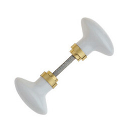 Bouton double oval porcelaine blanc