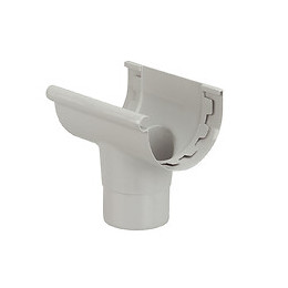 Naissance centrale gouttière PVC demi-ronde 25 couleur gris clair