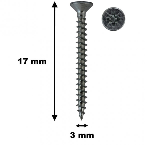 Lot De 100 Vis À Bois, Tf, Acier Zingué, 3 X 17 Mm