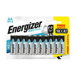Piles Alcalines Energizer Max Plus AA/LR6, pack de 10+4