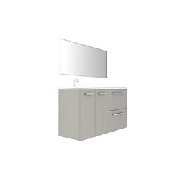 Meuble SdB L.120xP.45cm gris souris 2 portes 2 tiroirs vasque gauche