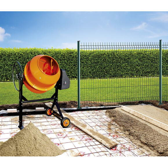 Bétonnière électrique 160 litres 650 W mobile pieds pliables