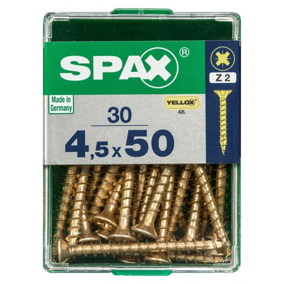 Lot De 30 Vis Acier Tête Fraisée Spax, Diam.4.5 Mm X L.50 Mm