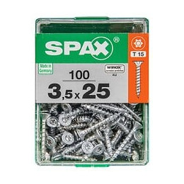 Lot De 100 Vis Acier Tête Autofraisée Plate Spax, Diam.3.5 Mm X L.25 Mm