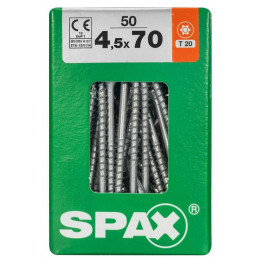 Lot De 50 Vis Acier Tête Fraisée Torx Spax, Diam.4.5 Mm X L.70 Mm