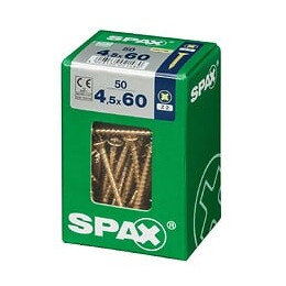 Lot De 50 Vis Acier Tête Fraisée Pozidriv Spax, Diam.4.5 Mm X L.60 Mm